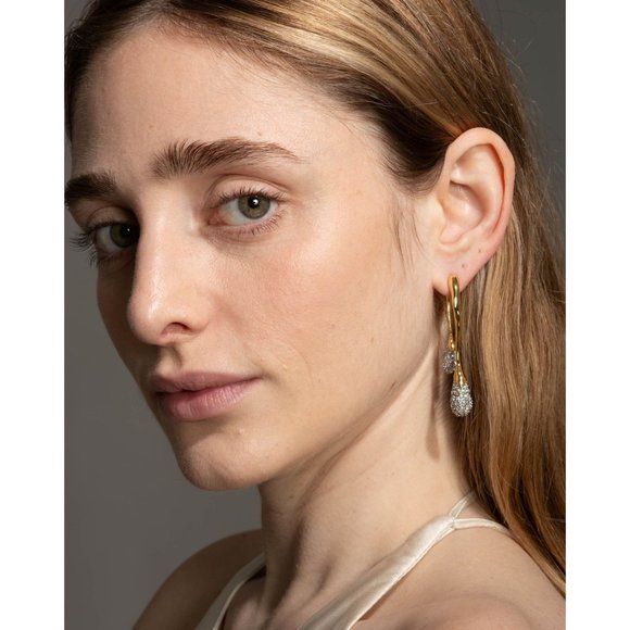 Alexis Bittar Solanales Crystal Front Back Double Drop Earring- Gold-40600 - Picture 3 of 13